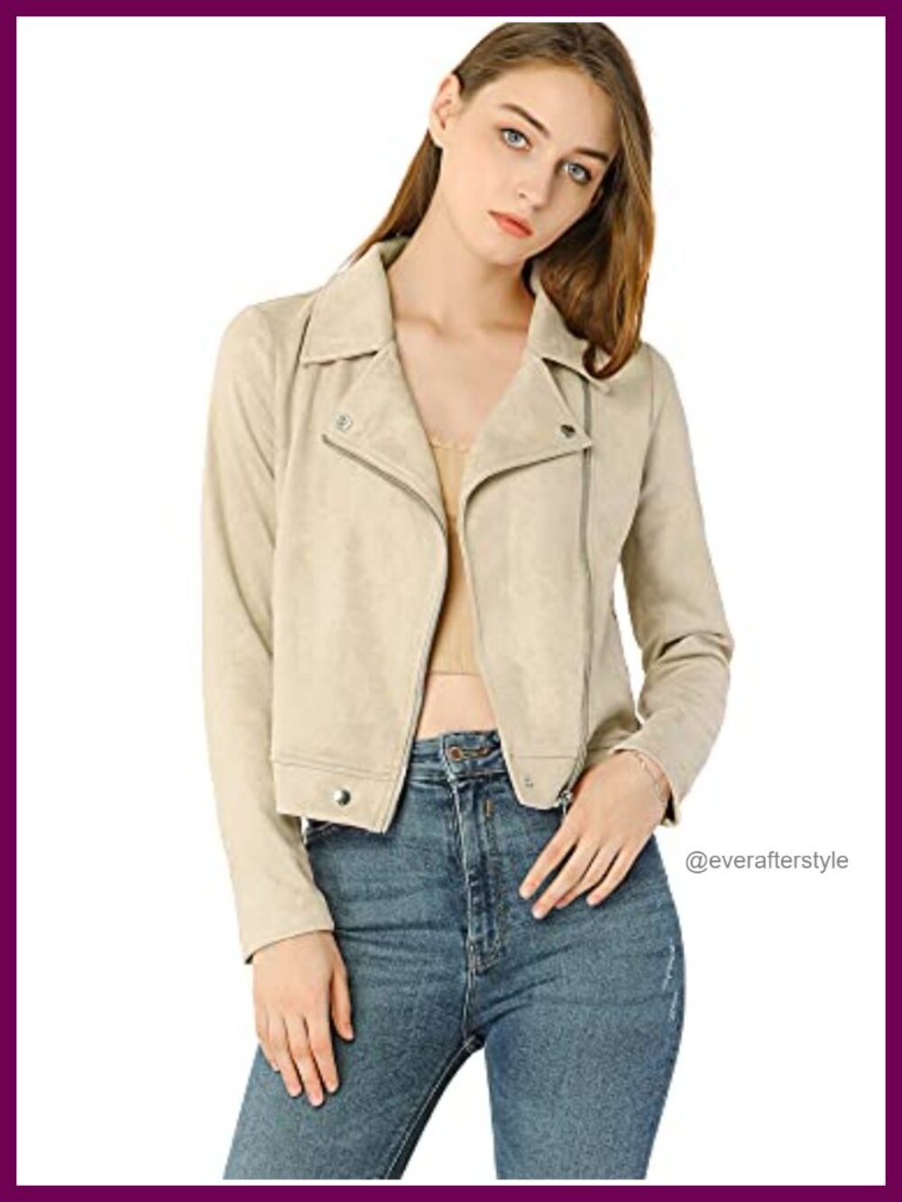 Faux Suede Moto Biker Jacket Asymmetric Zip Lapel Long Sleeve Outerwear